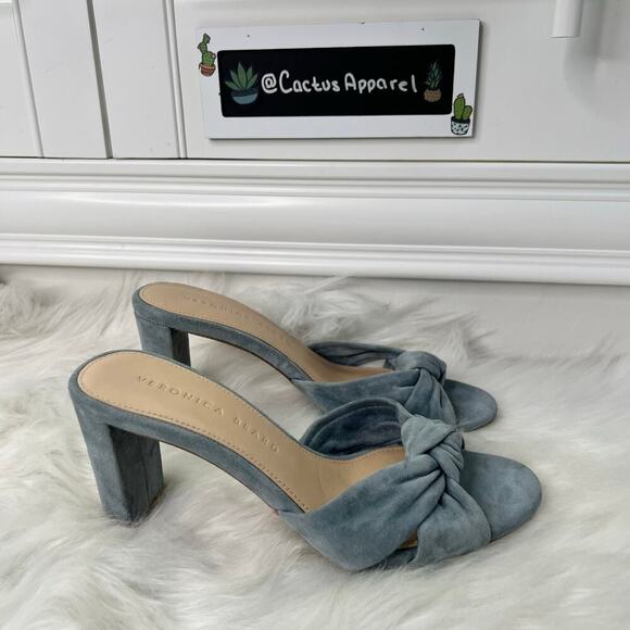 New Women’s Veronica Beard Ganita Knot Blue Suede Slide Sandals Size 6 - Picture 3 of 9